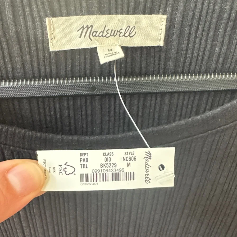 Madewell Black Short Sleeve Ribbed Top - Picture 3 of 3